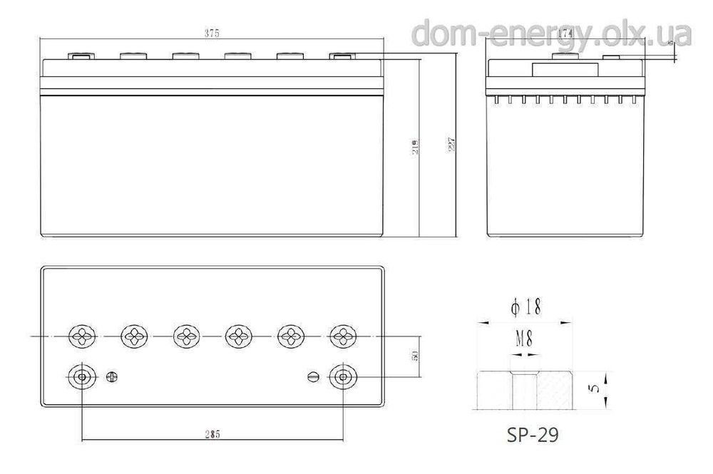 Аккумулятор Ventura VG 12-120 GEL гелевый 120Ah Акумулятор для ДБЖ ИБП