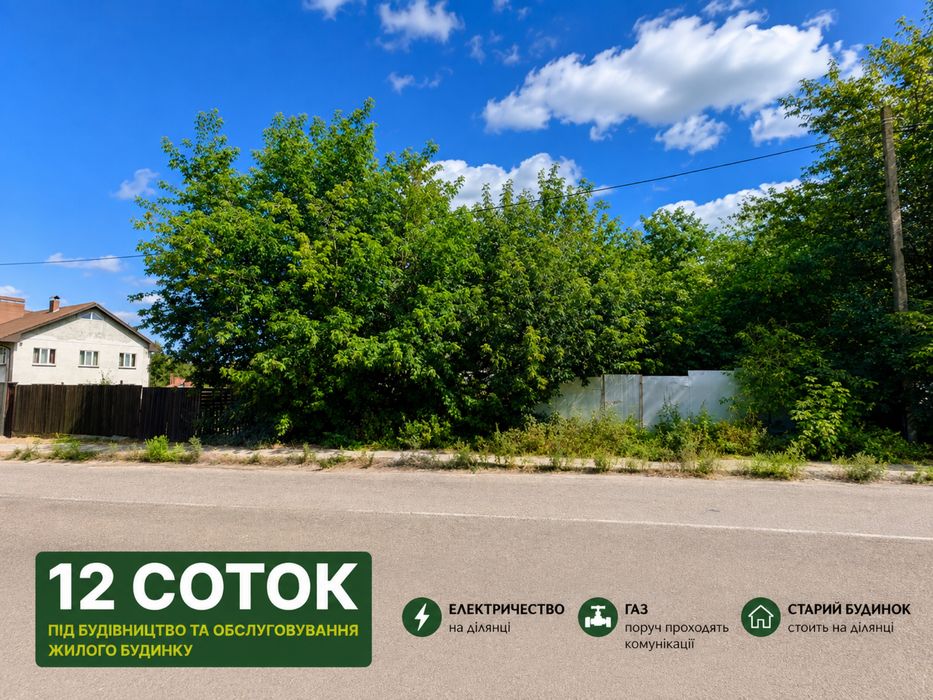 Продаж земельної ділянки 12 соток зі старим будинком — с. Бузова, вул. Центральна, 37