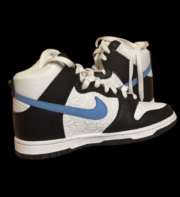 Nike Dunk High biało-czarne z niebieskim Swoosh | nowe z metką, r.36