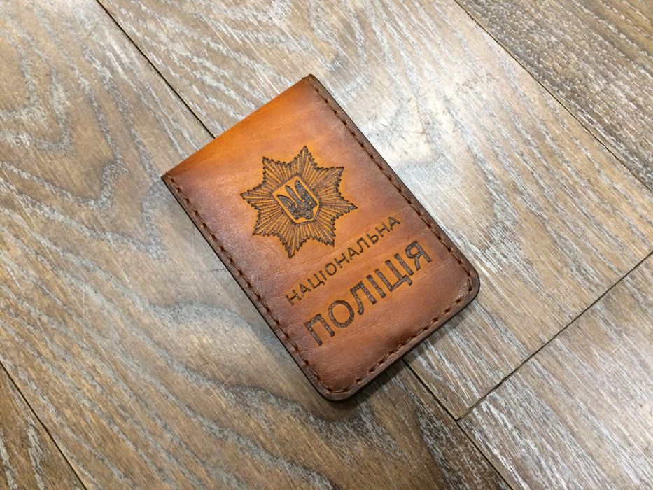 Кожаная обложка на удостоверение ручной работы (полиция, УБД)