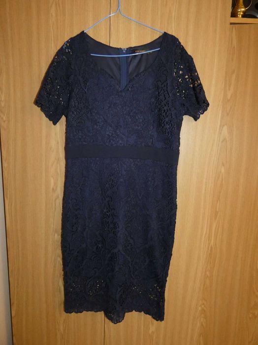 suknia grafitowa koronkowa