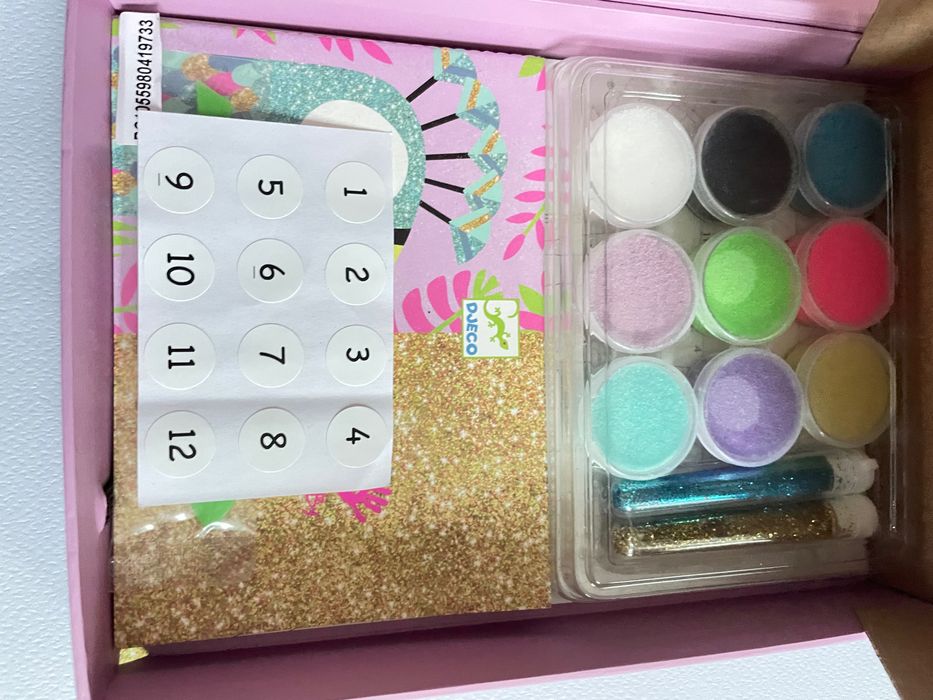 Художній комплект малювання кольоровим піском Djeco Сліпучі птиці