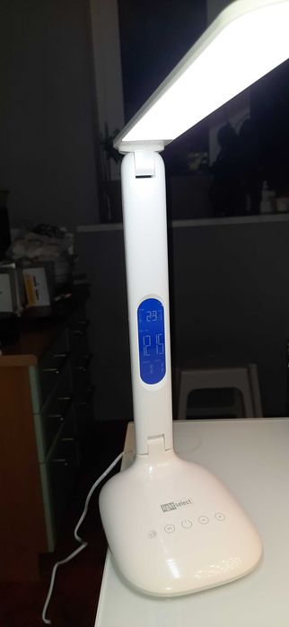 Lampka stołowa LED z budzikiem, zegarem, datą, termometrem
