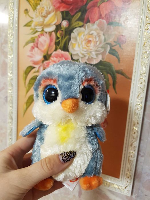 TY Beanie Boos глазастик пингвин FISHER 15 см оригинал Новинка 2024