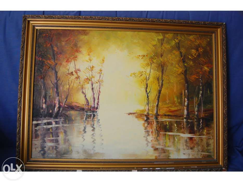 quadro Pintura original do choupal de Coimbra 1967 Fernando Viana