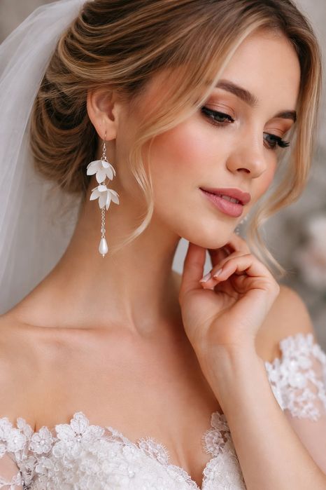 Kolczyki ślubne kwiaty stal szlachetna