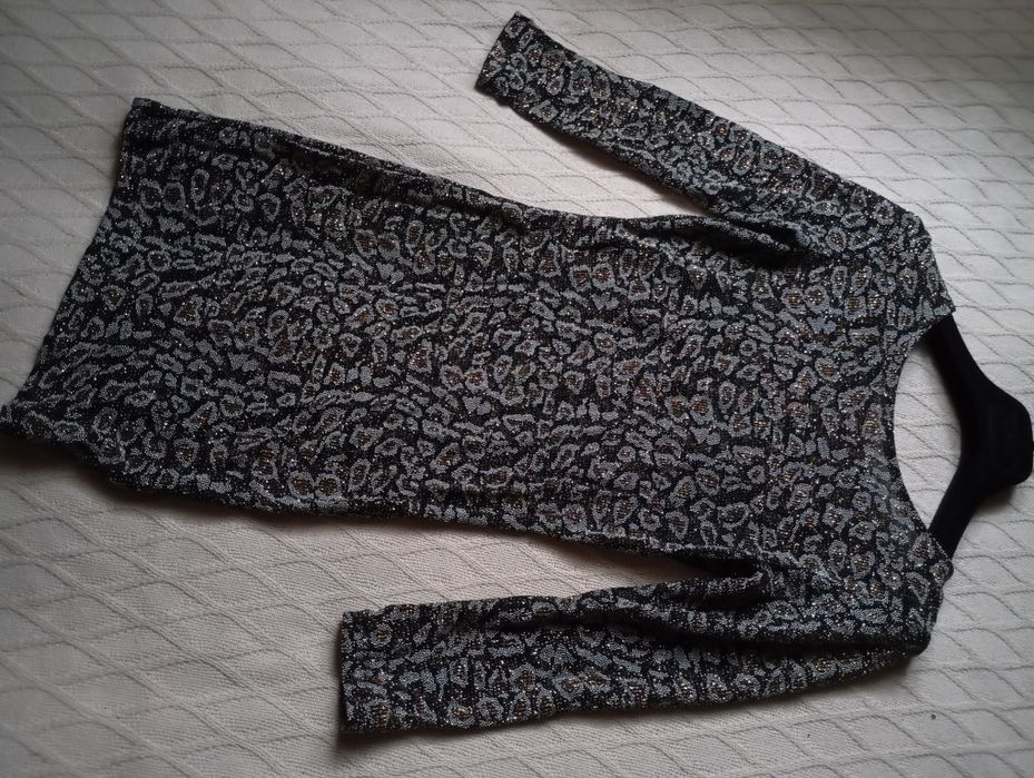 TOPSHOP XS-S błyszcząca sukienka mini sylwestrowa srebrna