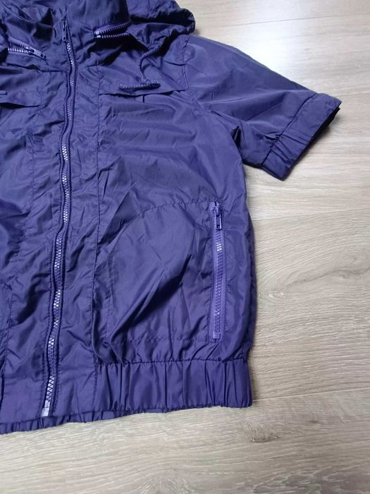 Kurtka bluza wiatrówka fiolet krótki rękaw chowany kaptur 'Ichi' L