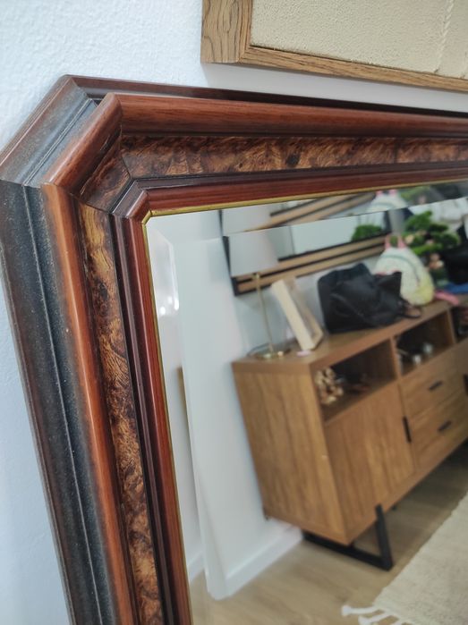Espelho grande de parede clássico/vintage com moldura em madeira