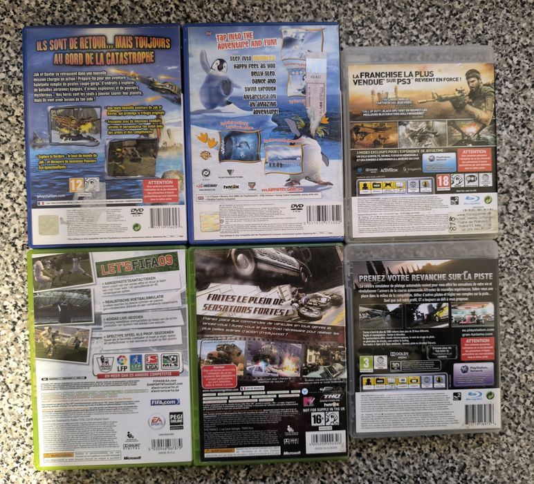 Conjunto de 6 jogos PlayStation 2/3/Xbox 360