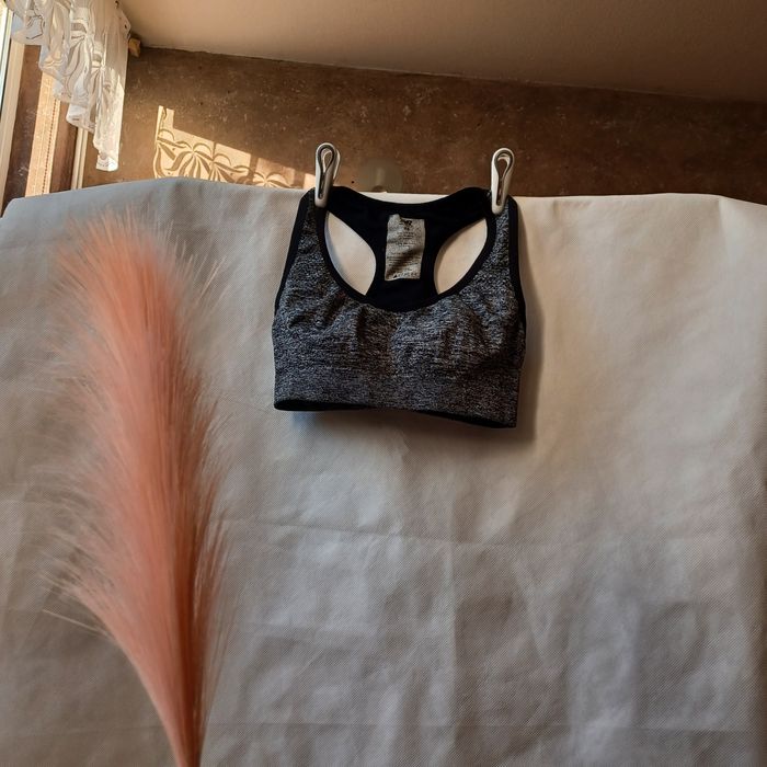 New Balance stanik biustonosz sportowy szary czarny marmurkowy XS 34