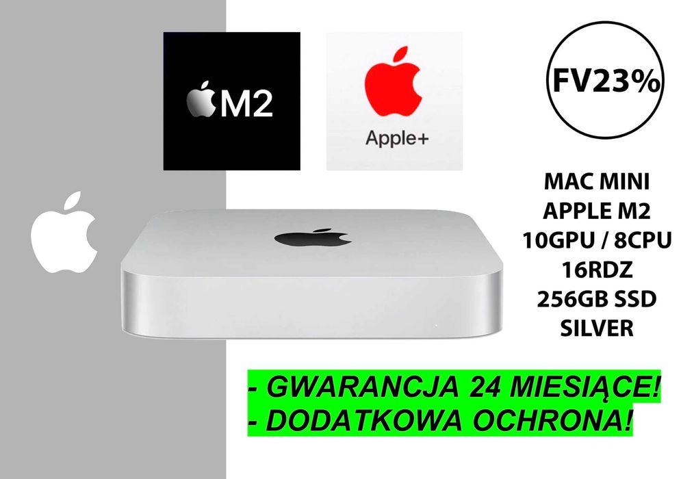 NOWY Komputer Apple MAC MINI M2 16RDZ 256GB Silver PL GW-2LATA! FV23%