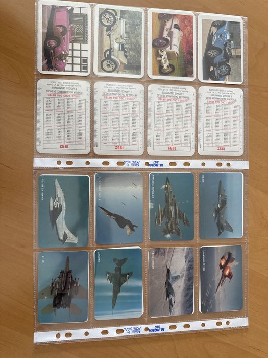 Lote calendarios de bolso antigos. Avioes militares e carros classicos