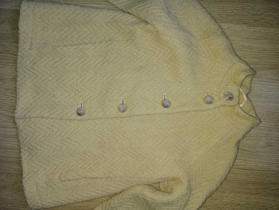 Полу-пальто золотистое Лукас со стойкой карманами 122, 140 см +подарок