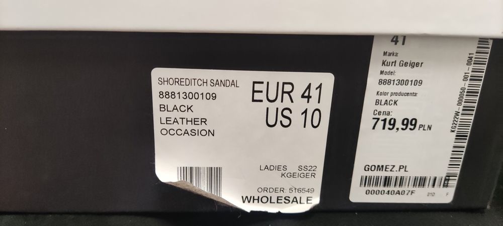 Szpilki sandały odkryte KURT GEIGER 41