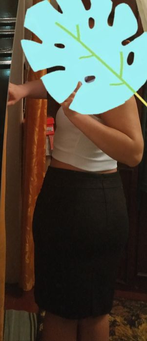 Офісна темно-коричнева спідниця міді  BRICCHINO з розрізом позаду