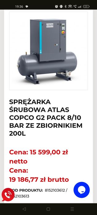 Sprężarka śrubowa atlas copco G2