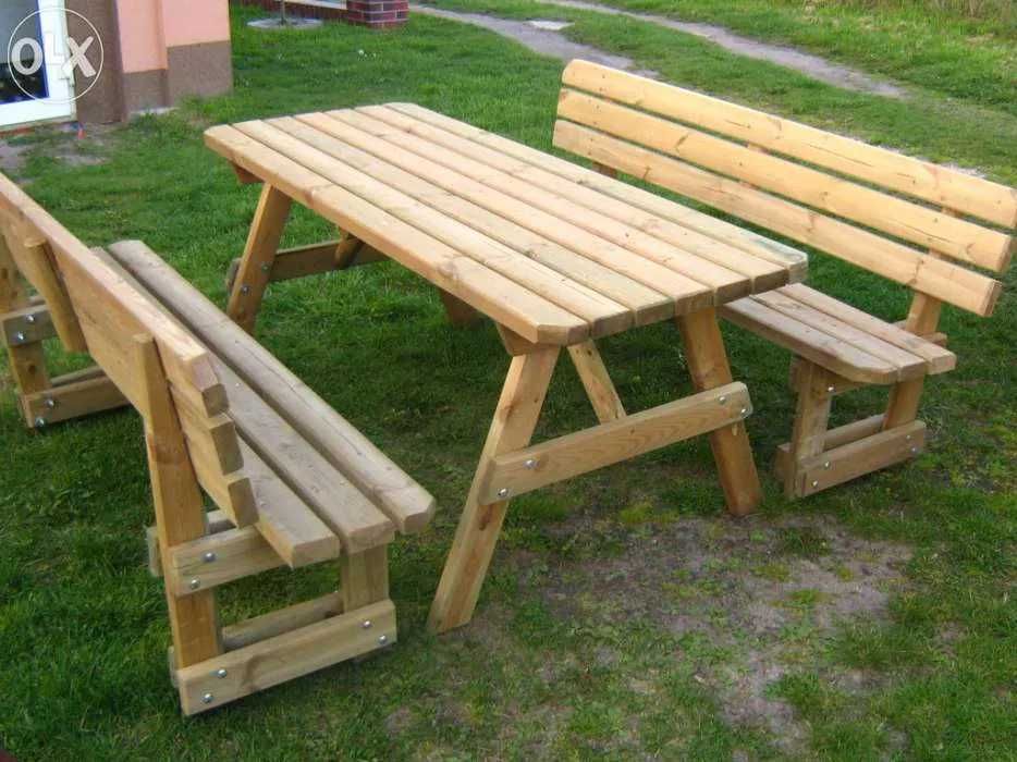 Komplet ogrodowy NOWY !! Ławki + Stół !! SOLIDNY z drewna !!