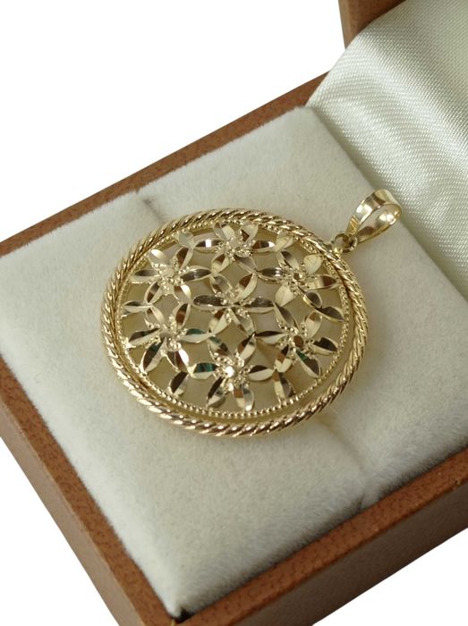 Piękna złota okrągła zawieszka 2,68G 2,7CM