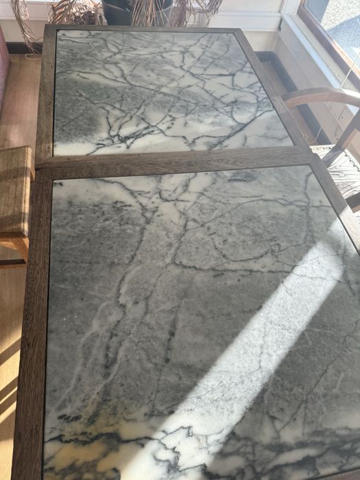 Conjunto 6 mesas antigas tampo em mármore