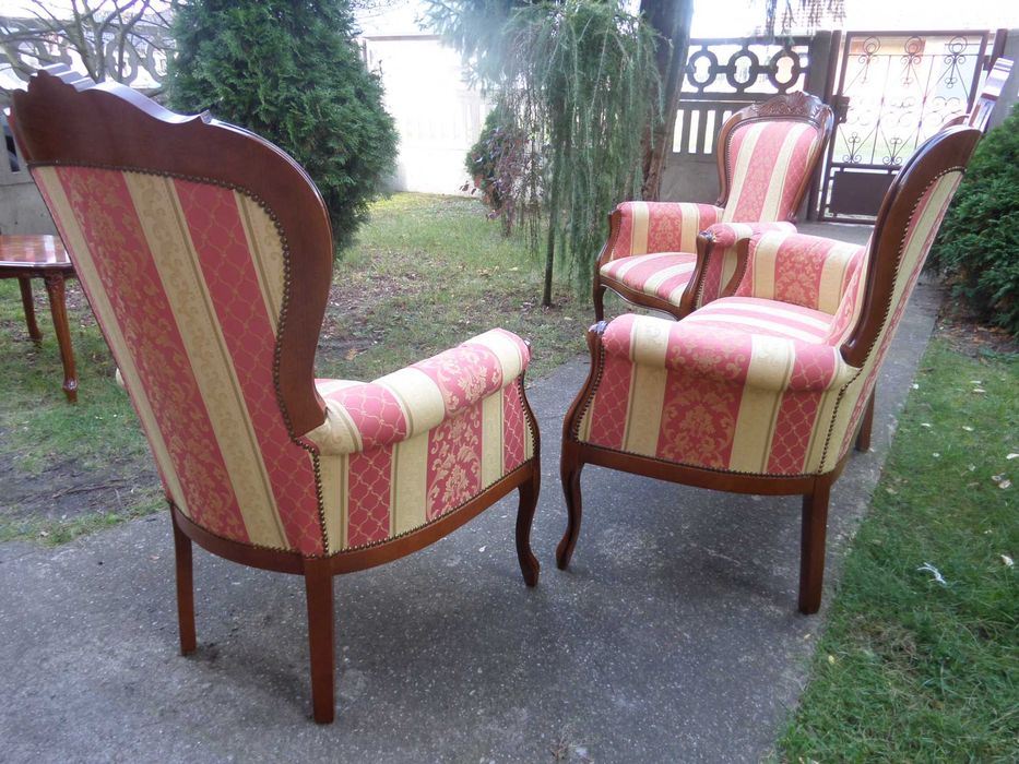 śliczny zestaw ludwikowski sofa i dwa fotele zamek BDB wysyłka dowóz
