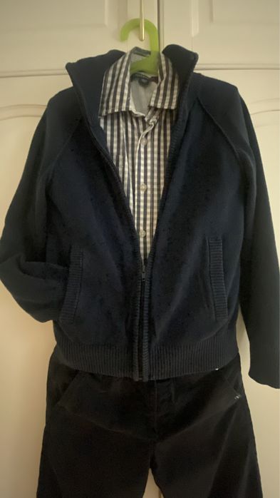 Zestaw dla chłopca spodnie koszula sweterek 122/128