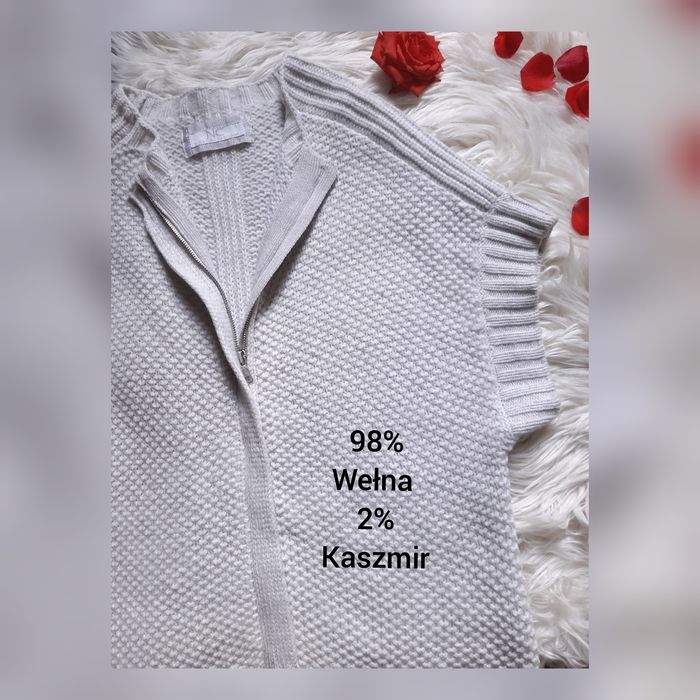 Sweter narzutka Nice Connection wełna kaszmir 42 XL