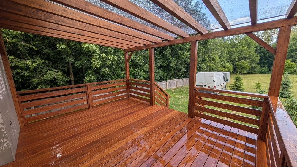 Taras drewniany, zadaszenie tarasu, altana, pergola