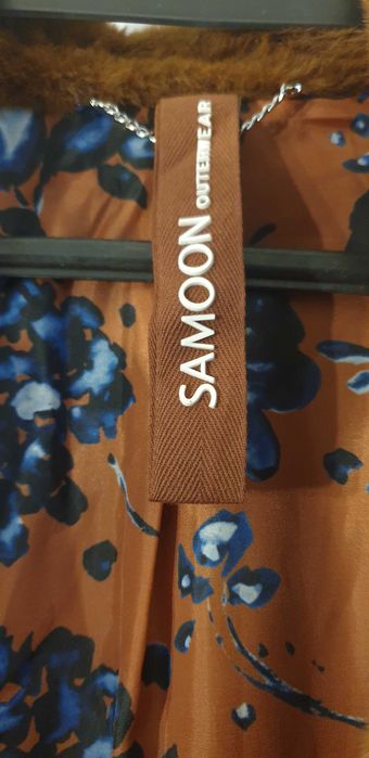 Samoon Krótki Płaszcz futro Plus Size Ze Sztucznego Futra