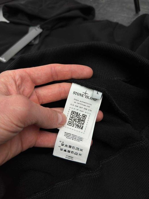 Мужское Худи Stone Island - Чорне Худі Стон Айленд - Кофта Стоник Зип