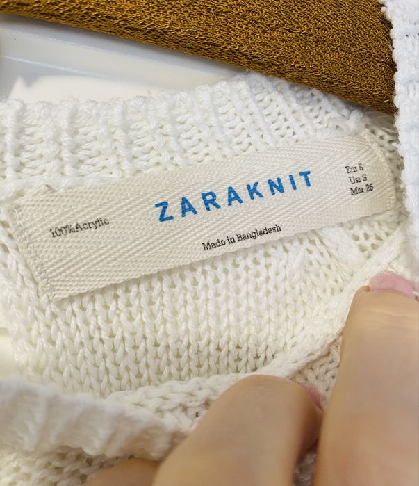 Sweterek biały zara 36 robiony jak na drutach