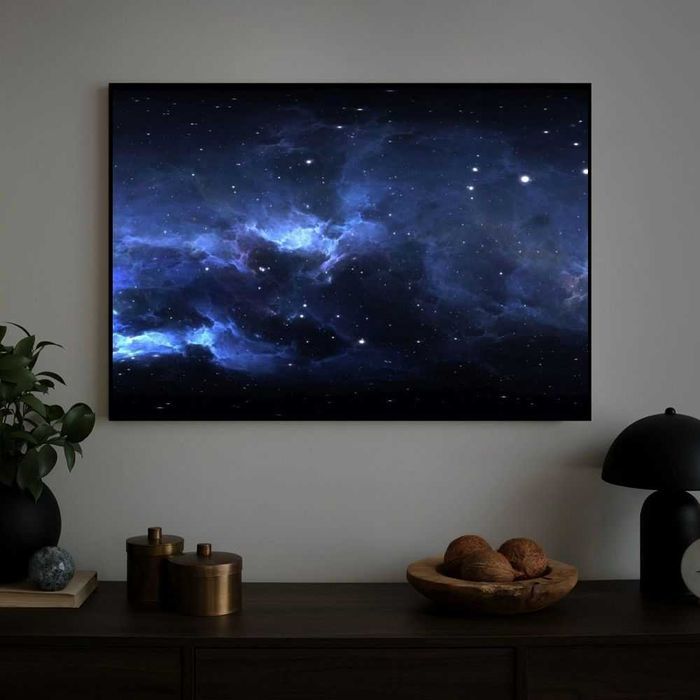 OBRAZ LED Granatowa Galaktyka ramka czarna ELEGANCE SLIM 40x60