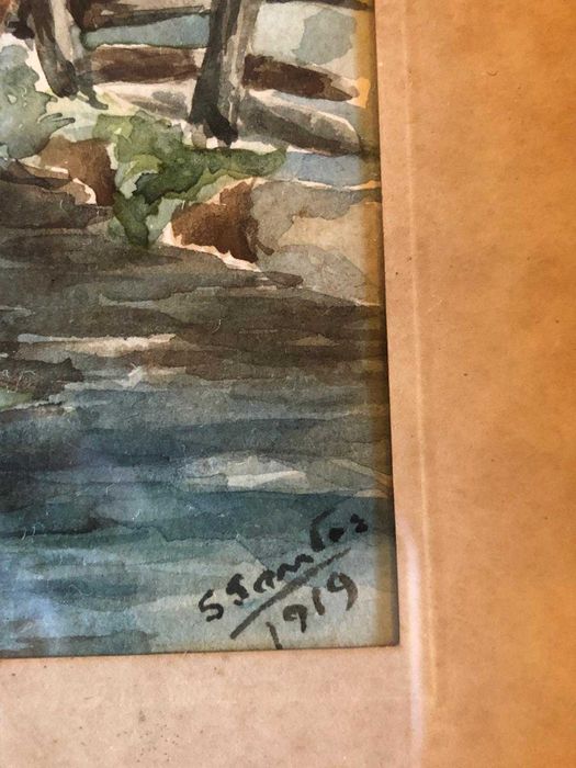 Aguarela de F.Santos, 1919, muito bom estado