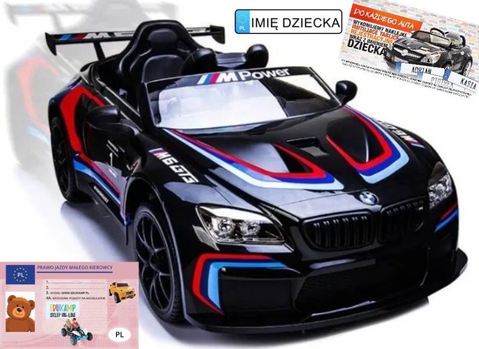 Auto na akumulator BMW M6 GT3 2x45W EVA Ecoskóra Bluetooth KLIMA PILOT