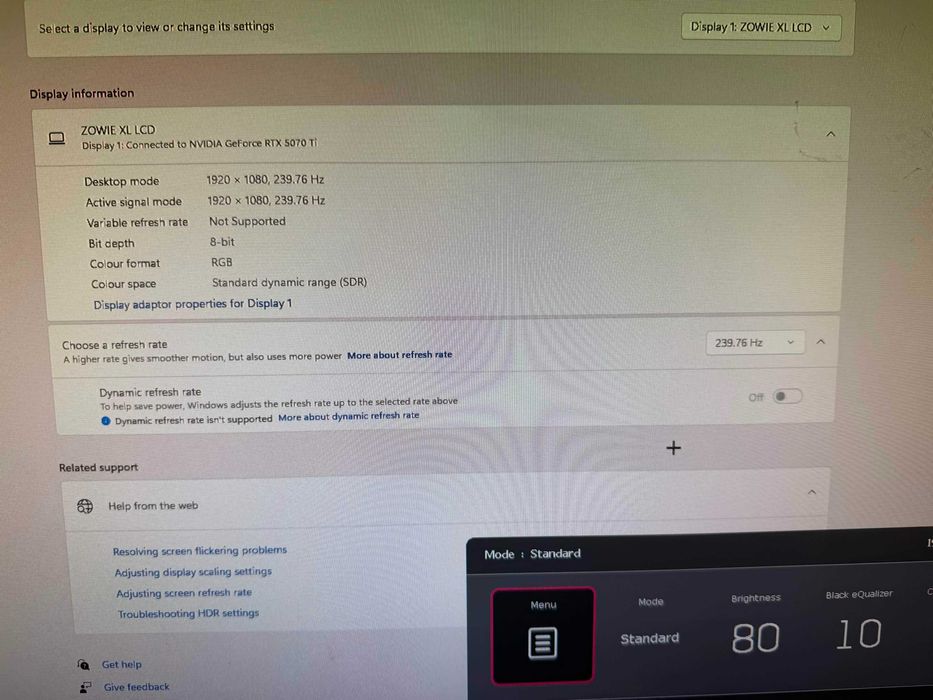Monitor BenQ Zowie XL2540K 240Hz - Como Novo