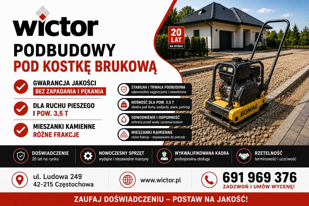 Utwardzanie terenu podbudowa pod kostkę budowa parkingów