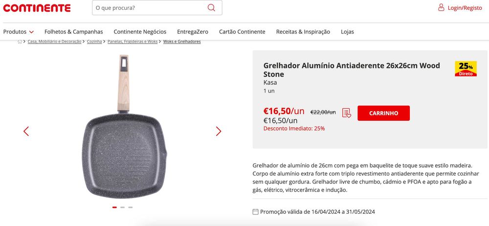 Frigideiras + Grelhador Continente (KASA)