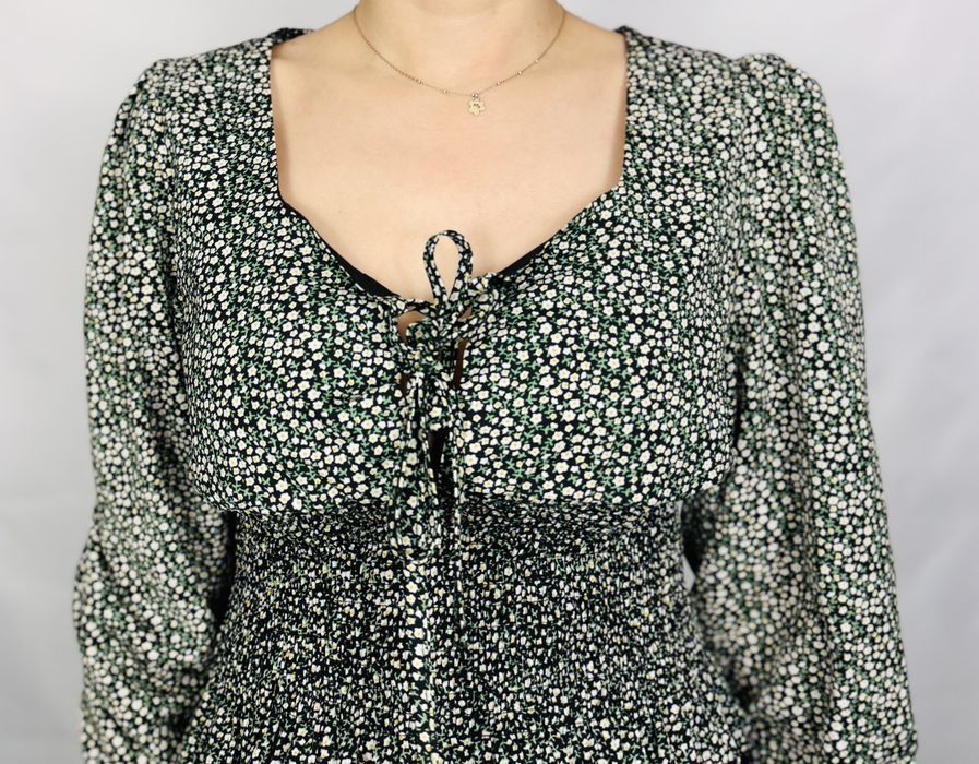 Zielona bluzka w drobne kwiaty S/M 36/38