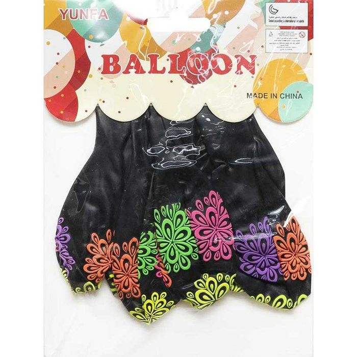 Воздушные шарики черные с рисунком в наборе 8 штук