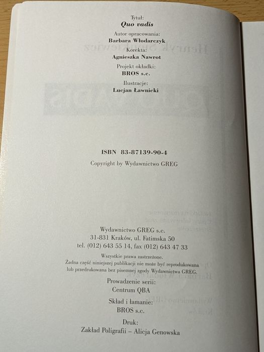 Quo vadis H. Sienkiewicz