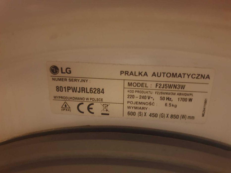 Pralka LG F2J5WN3W na części