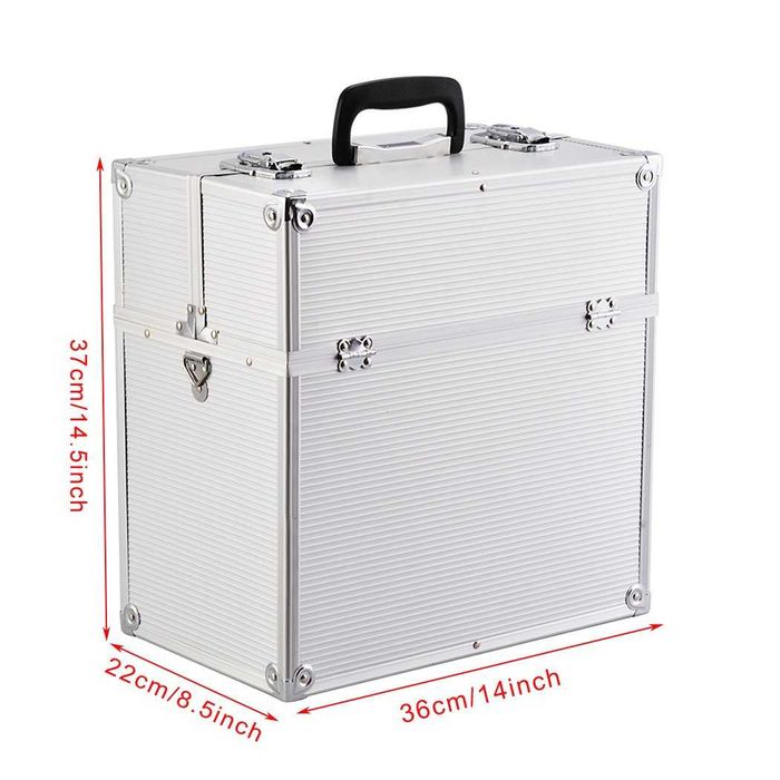 kufer na kosmetyki kuferek manicure srebrny przegródki