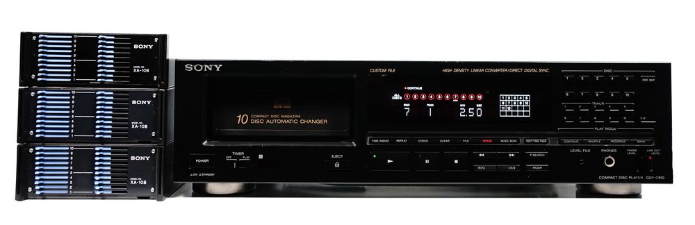 Zmieniarka na 10 CD SONY CDP-C910 + 3x BOX XA-10B (30 CD) DAC 16 BIT