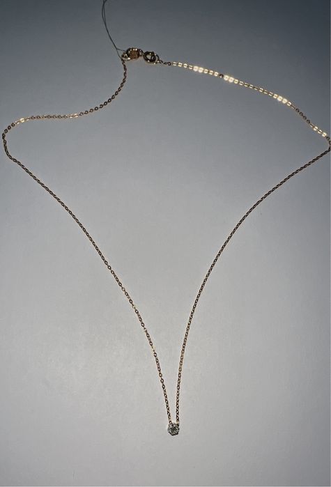 Золотая цепочка с кулоном в бриллиантах красное золото 585 проба