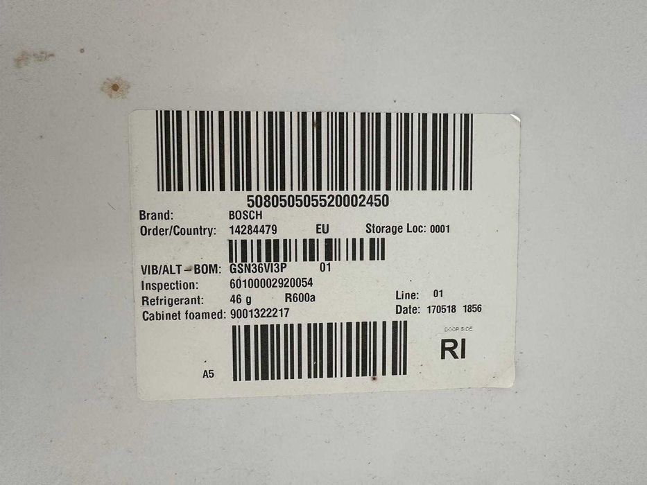 Arca Vertical semi nova BOSCH GSN36VI3P (No Frost - 186 cm - 242 L - Inox)