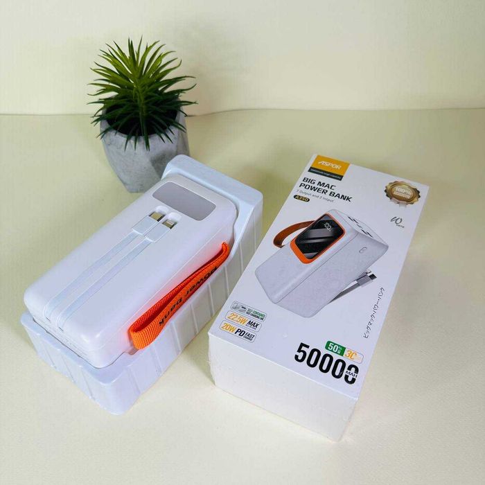 Aspor 350 Original Повербанк 50000 mAh 22.5W Швидка зарядка Power bank