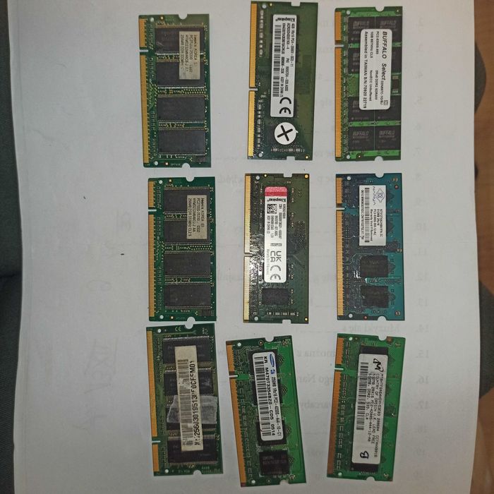 9 szt pamięci ram ddr do laptopa