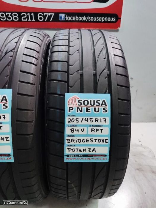 2 pneus semi novos 205-45r17 bridgestone rft - oferta dos portes
