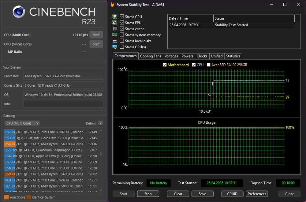 RYZEN 5600X / B550M / DDR4 32Gb / NVME 256Gb + 1Tb / RTX 5060