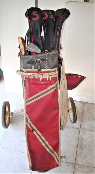 Golfe vintage - trolley, saco e tacos Slazenger